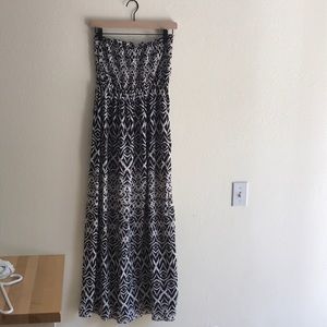 Black and white tribal strapless dress
